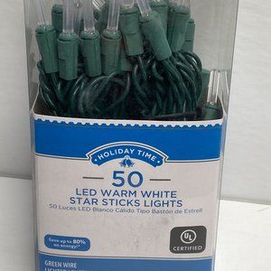Holiday Time Warm White Star Sticks Lights String Party Christmas Event